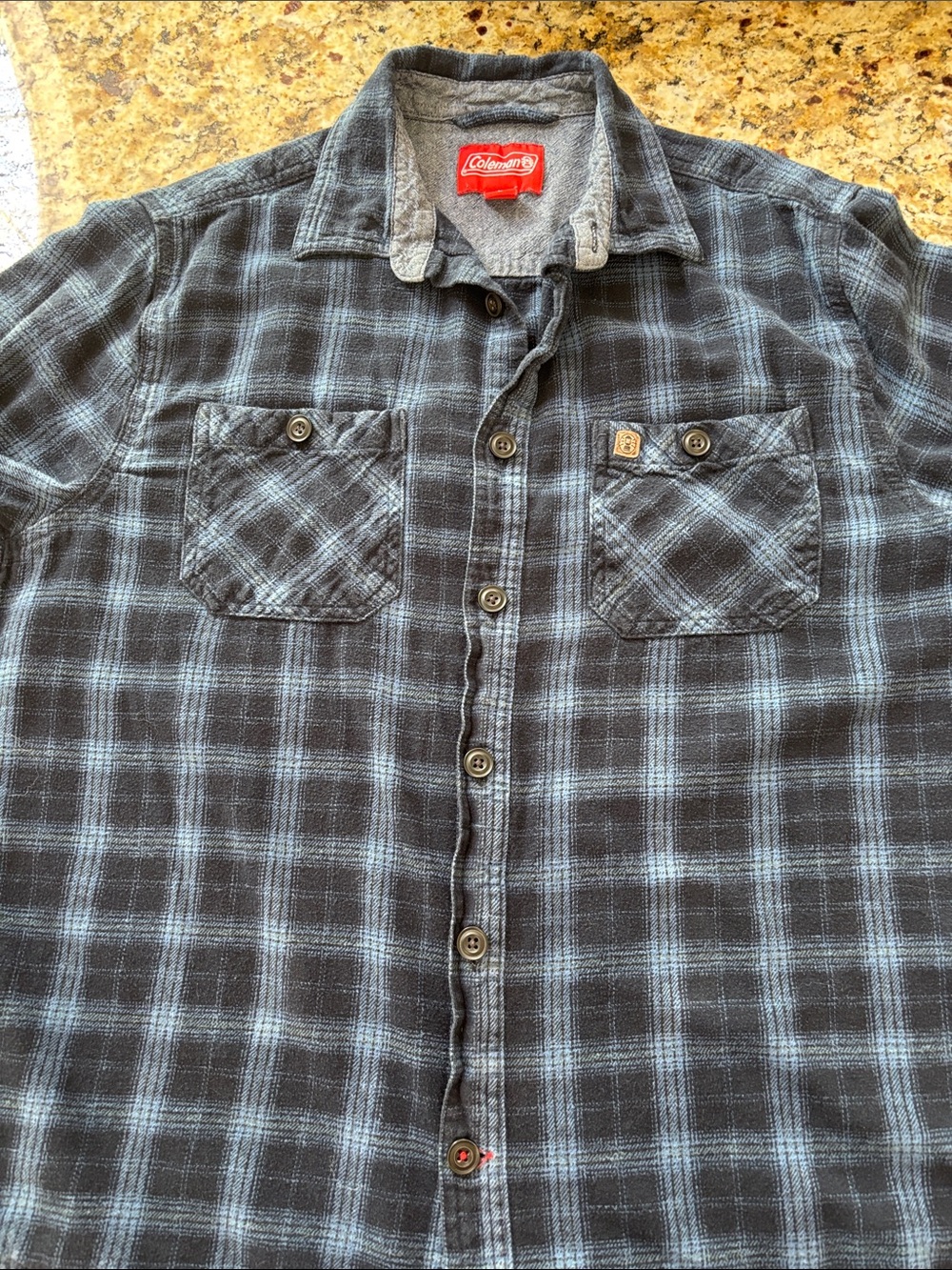 Coleman Bavy & Light Blue Plaid Casual Button-Down Shirt